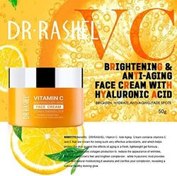 Dr Rashel Vitamin C Brightening and Anti Aging Face Cream, with Hyaluronic Acid, 1.76 Oz (50gm)